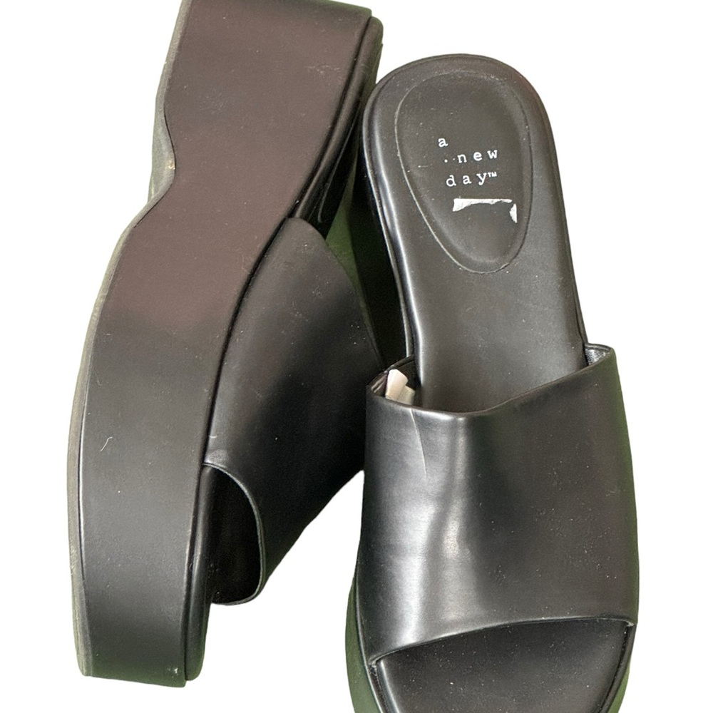 Ladies Black Open Toe Platform Slide Sandals Shoe… - image 6